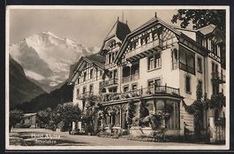 Interlaken, Hotel Alpina mit Gebirgspano