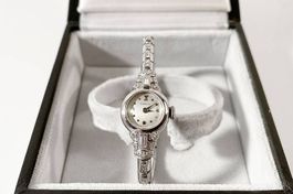 Vintage Palladium Diamanten Damenuhr Gübelin