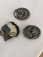 Gurt Schnallen Indianer Wolf Bär Motiv Metall 90er Vintage