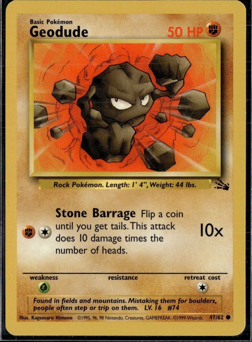 Pokémon Carte collezionabili: Geodude 47/62 Fossil – Usato da Zürich venduto da pokemon_cards