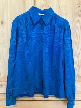 Vintage Bluse 100% Jacquard Seide, Swissmade, 1 Size Fit