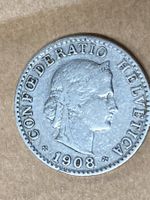 MONETA SVIZZERA 20 centesimi 1908 usata - circolata