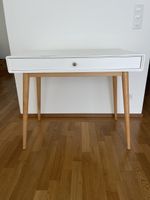 Schreibtisch weiss mit Schublade Holzbeine neuwertig