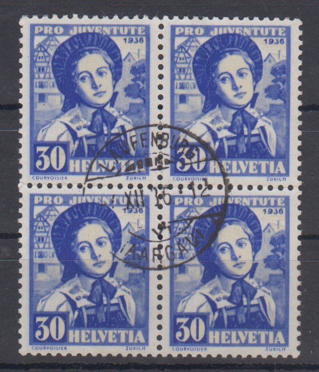 Alle Briefmarken: Pro Juventute 80 bloc de 4 oblitéré 190.-- – Gebraucht aus Boécourt von Denteles66
