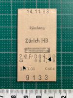 Rümlang - Zürich HB, altes Bahn Billett, SBB
