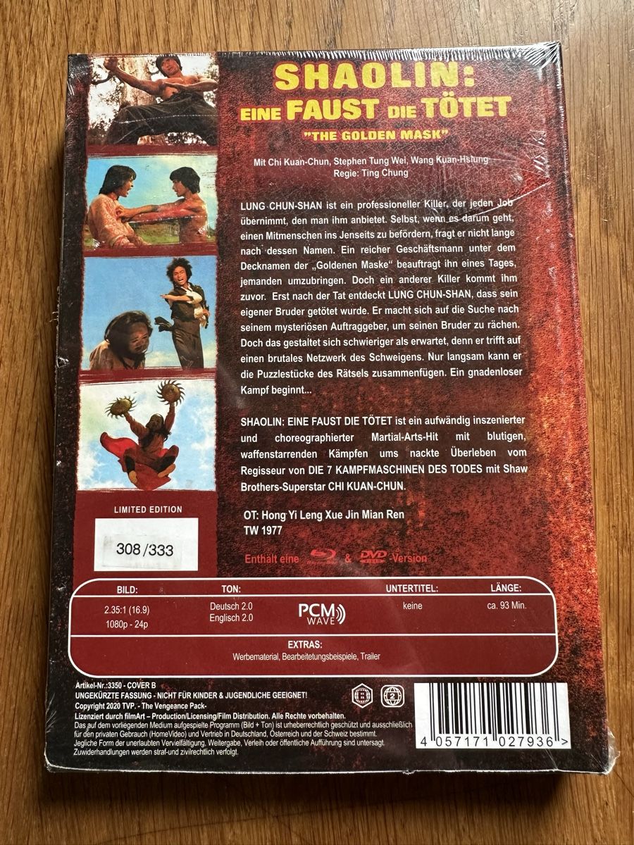 Tutti i DVDs: Shaolin: eine Faust Die tötet. Shaw Brothers,Mediabook – Nuovo e nell'imballaggio originale da Benken ZH venduto da Audi-erich 1
