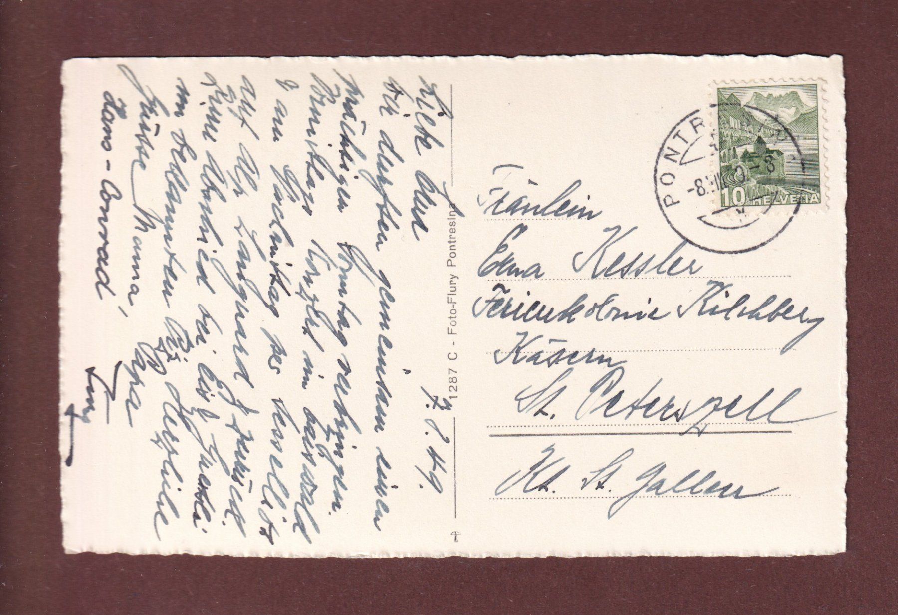 Cartoline postali: Im ROSEGTAL - 1949 – Usato da Pully venduto da nicecards-shop 1