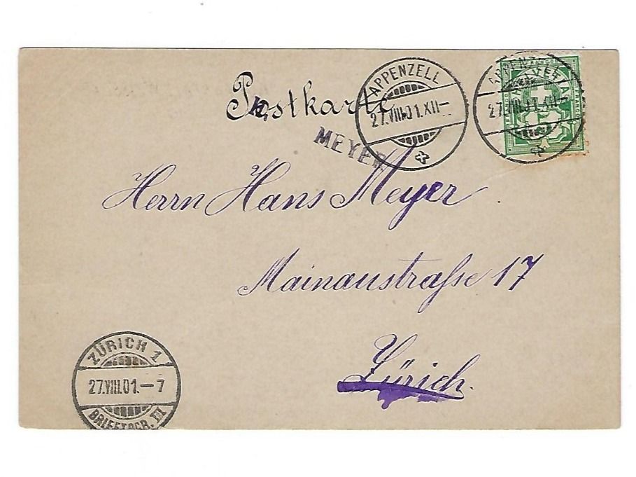 Ansichtskarten: CH, Ansichtskarte Weissbad, Appenzell 27.8.1901 – Gebraucht aus Hinteregg von McCharly01 1