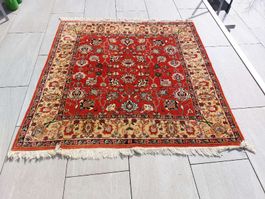 Perserteppich, Rot/Beige, Handgeknüpft, Gewaschen