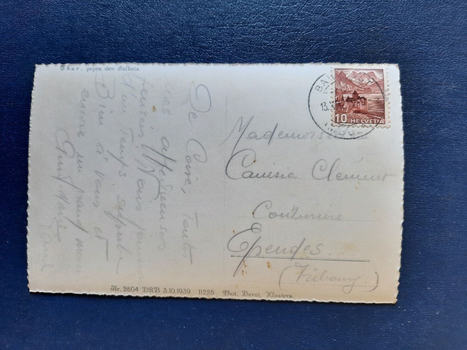 Cartoline postali: Ansichtskarte Chur, gest. 1942 – Usato da Marly venduto da neu-adlerauge65 1