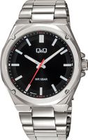 🇯🇵®Q&Q Citizen Herrenuhr Edelstahl Schwarz Quartz 5ATM NEU