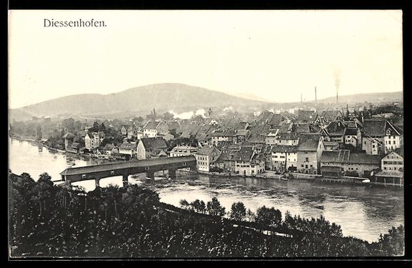Cartoline postali: AK Diessenhofen, Teilansicht mit Brücke – Usato da Berlin venduto da bartko-reher