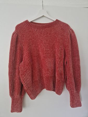 Damen Pullover in Samtoptik, gerippt, guter Zustand
