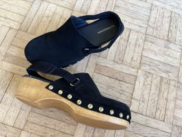 Clogs la Garconne schwarz Wildleder Grösse 41 Holzsohle