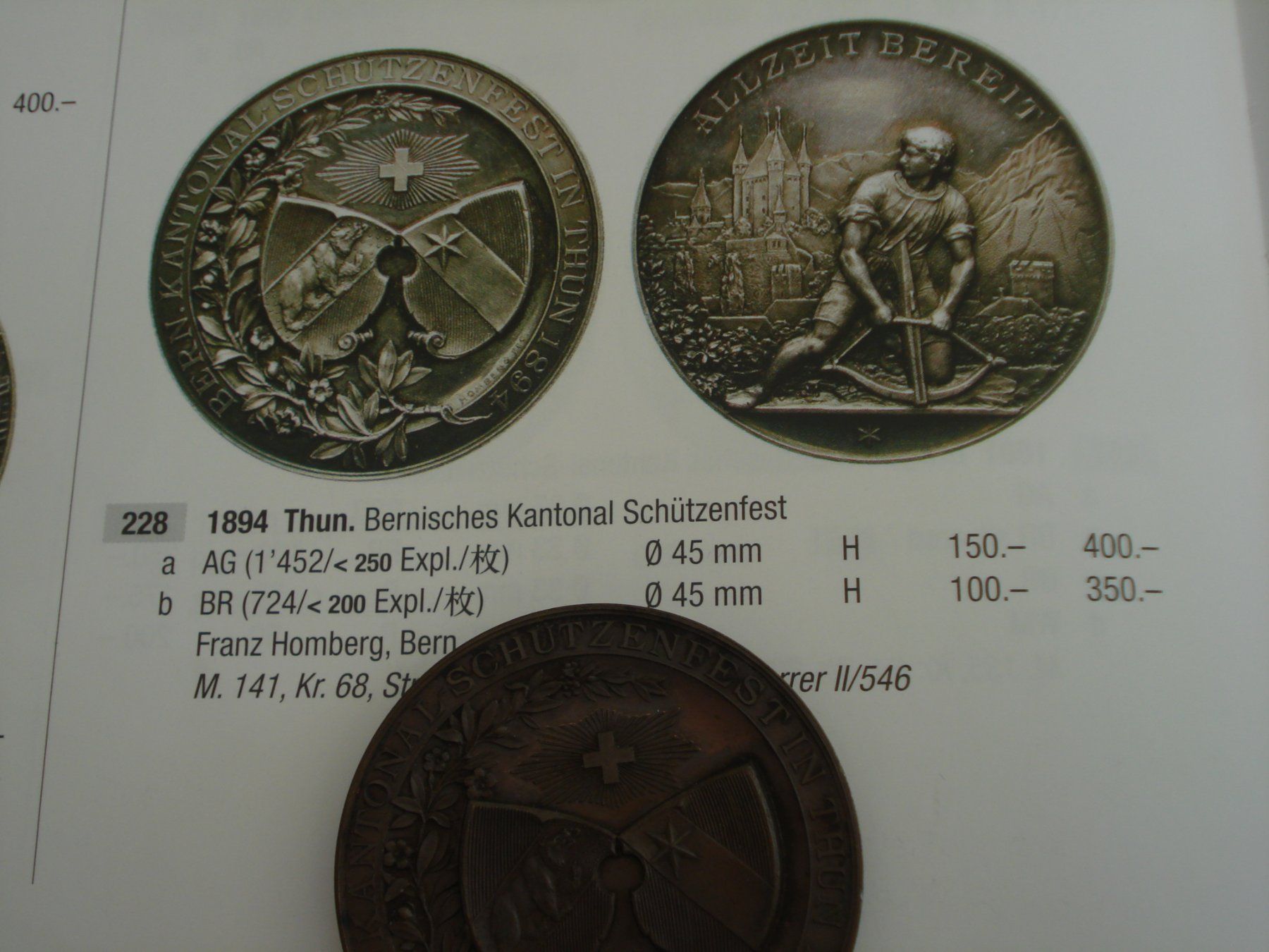 Medaglie: (M3) Swiss shooting Bern 1894 228b – Usato da Erlach venduto da Net-Coins 2