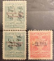 Schweiz Stempelmarken Kanton Schwyz - Fiskalmarken