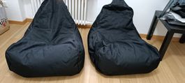 2 Schwarzer Sitz Säcke, ideal für Gaming oder Filme schauen.
