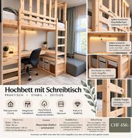 Schönes Hochbett aus Massivholz mit Schreibtisch  CHF 450.