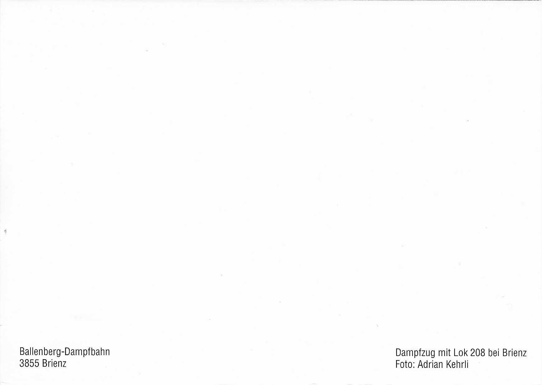 Cartoline postali: Dampfzug mit Lok 208 bei Brienz – Nuovo (secondo la descrizione) da Rothrist venduto da Stranglehold 1