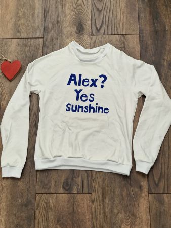 Baumwoll-Sweatshirt weiss Aufdruck Gr M guter Zustand