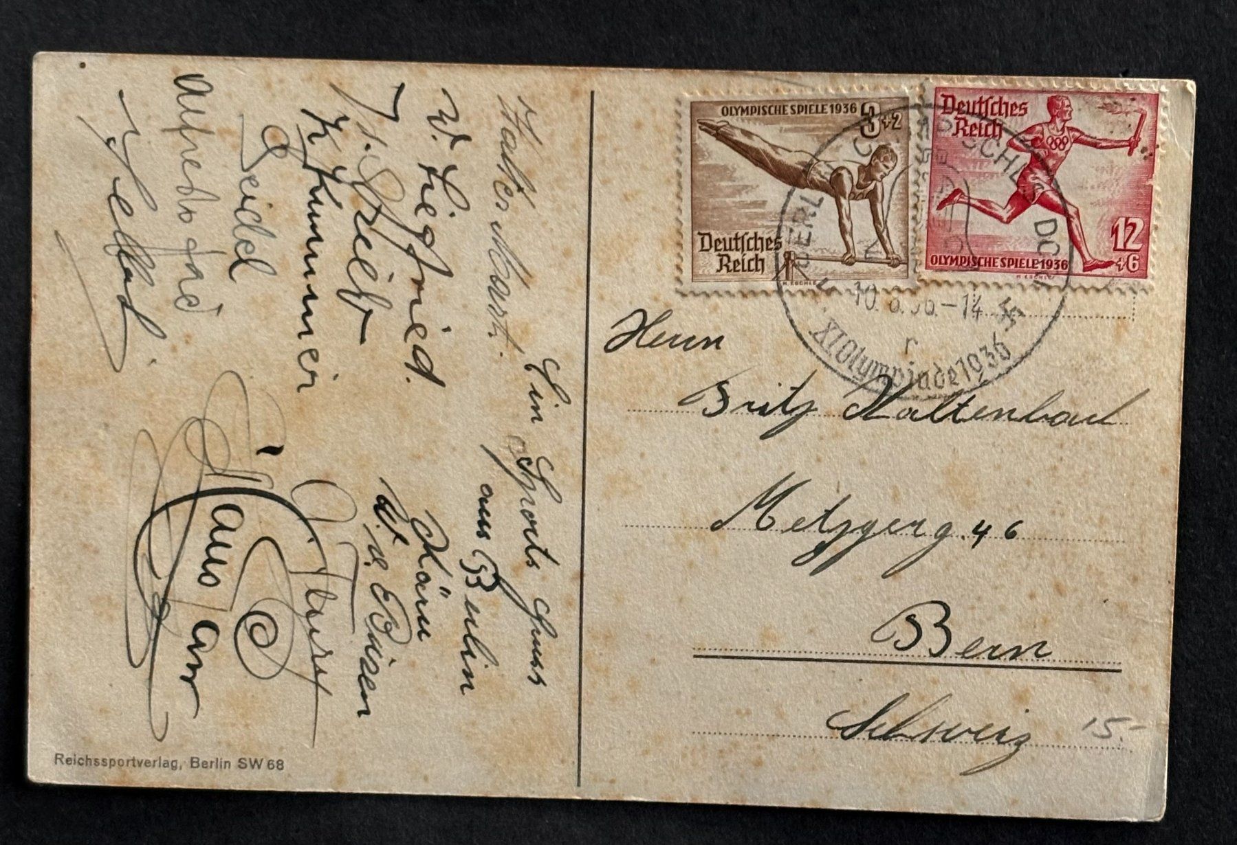 Cartoline postali: ANSICHTSKARTE OLYMPISCHE SPIELE 1936 DEUTSCHLAND – Usato da Ostermundigen venduto da crazy-horse-1840 1