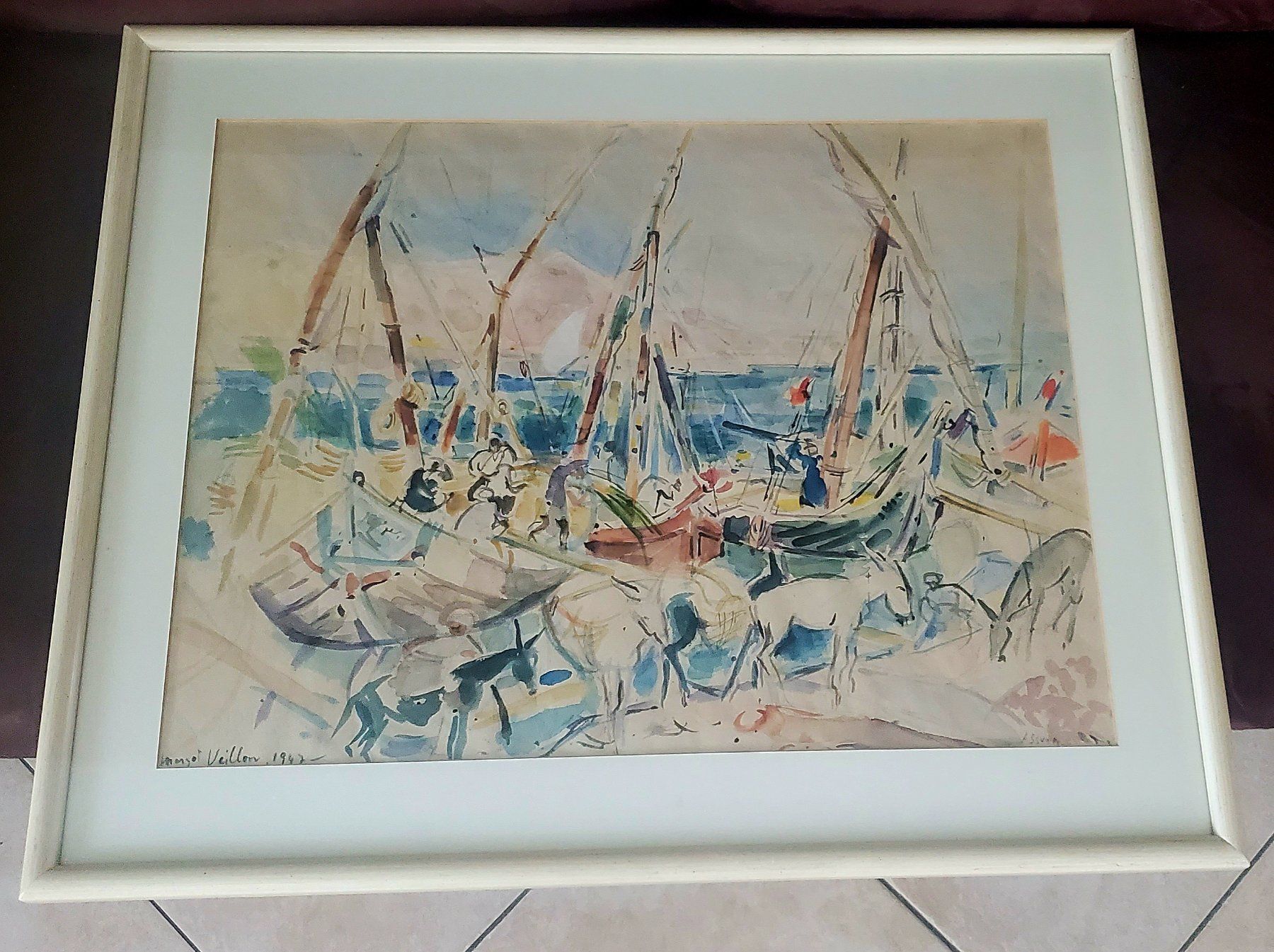 Dipinti: Original post impressionistische Aquarell Margo Veillon 1947 – Usato da Opfikon venduto da Diversamente 1