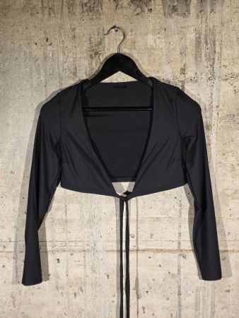 Schwarze Damen Cropped Jacke Bolero mit Bindebändern Gr.S