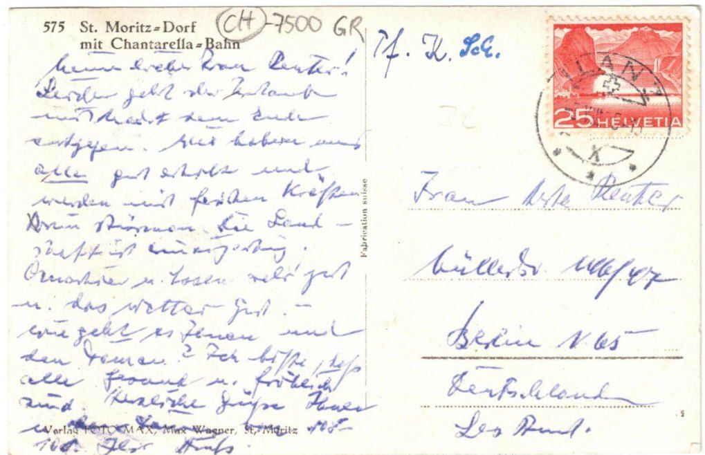 Cartoline postali: St. Moritz mit Standseilbahn Chantarella – Usato da Binningen venduto da Mountainrider 1