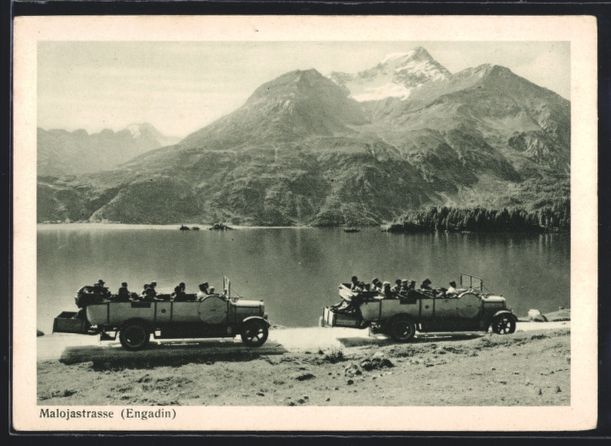 Cartoline postali: Maloja, Alpenposten Bus auf Passstrasse  – Usato da Berlin venduto da bartko-reher