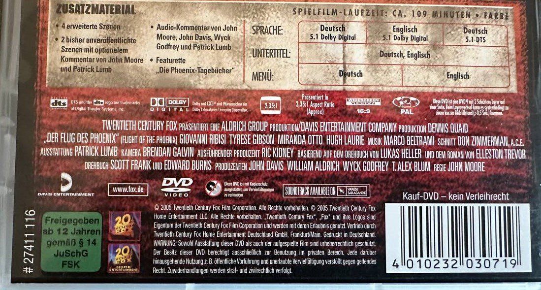 Alle DVDs: 2 DVDs "Der Flug des Phoenix" Klassiker & Remake – Gebraucht aus Beringen von Mantafisch1 4