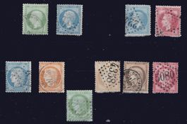 Frankreich Empire/Republik gezähnte Werte, Lot unterschiedl.
