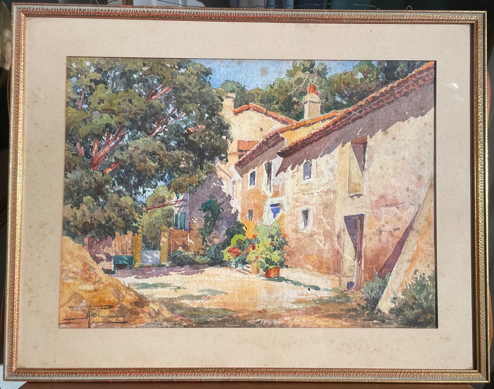 Dipinti: Aquarelle mas de Provence sign. Illisible – Usato da Biel/Bienne venduto da Galaq 5