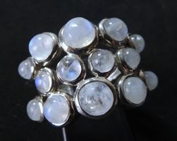 Rainbow moonstone Silber 925 Fingerring Gr. 54