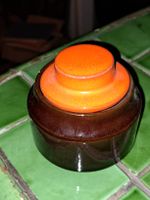 Vintage Keramikdose mit Deckel, braun/orange, Winterling