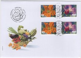 Zucchini und Kiefelerbse Einzelmarken auf illustriertem FDC