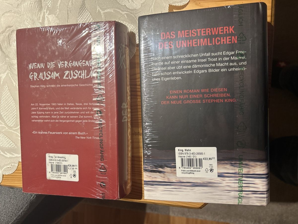 Libri: Stephen King Hardcover "Der Anschlag" und "Wahn" – Nuovo e nell'imballaggio originale da Brunnen venduto da Liluzick 1