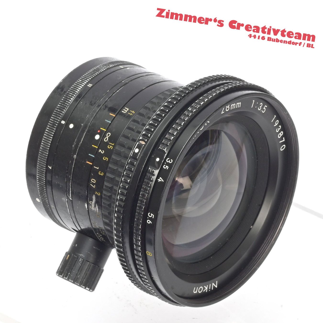 Nikkor Obiettivi: PC Nikkor 28mm 3.5, Shift Weitwinkel, NIKON manuell – Usato da Bubendorf venduto da zimmers_creativteam