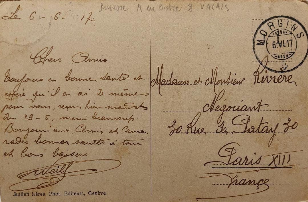 Ansichtskarten: MONTHEY - Pierre des Marmettes - 1917 – Gebraucht aus Delémont von Domdom1 1