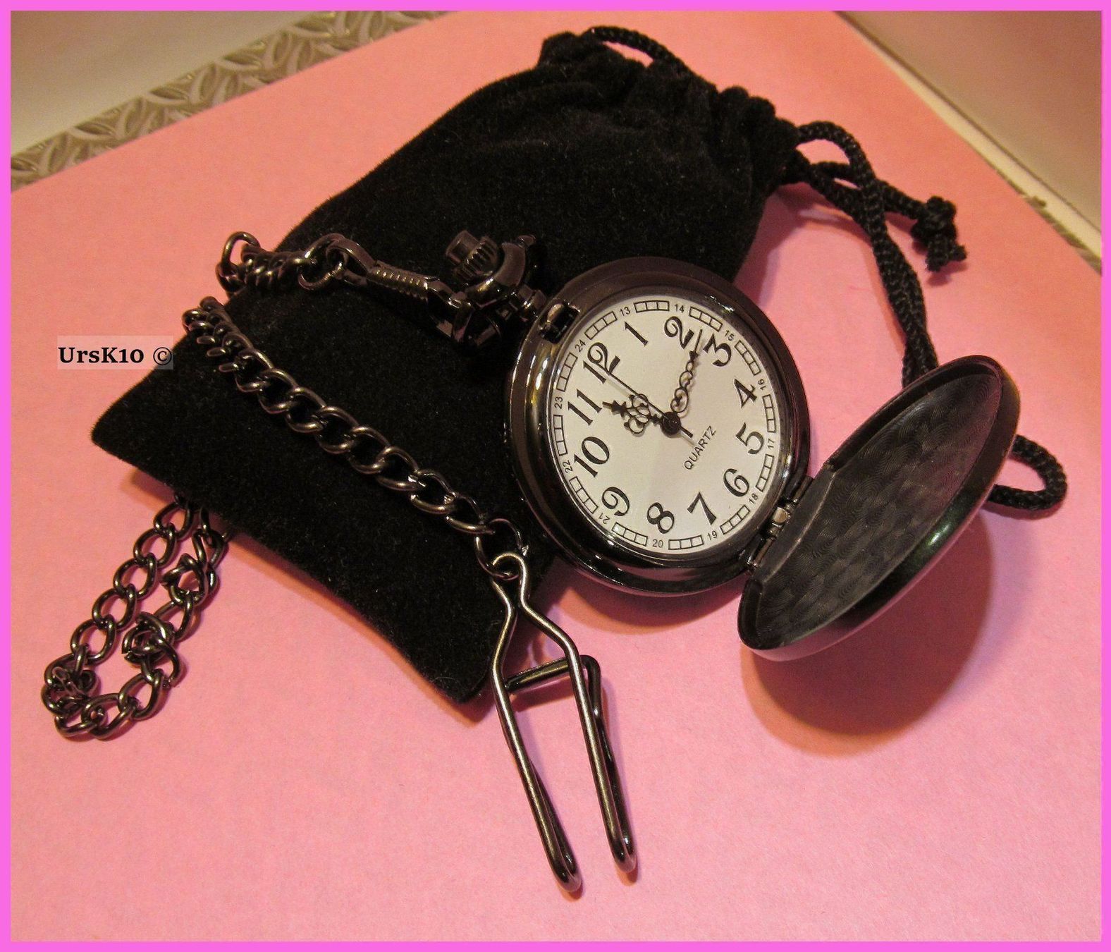 Orologi: Taschenuhr mit Springdeckel schwarz glänzend inkl. Kette – Nuovo e nell'imballaggio originale da St. Margarethen TG venduto da ursk10 3