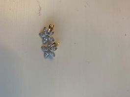 Ohrringe Blumen-Muster mit Zirkonia Silber-Optik