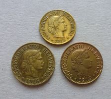 Lot ++ 5 Rappen und 10 Rappen 1918 und 1919 Messing