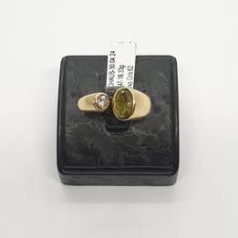 Anelli: Echt 18K Gold - Diamant, Turmalin Ring – Usato da Luzern venduto da Luzern-Goldhaus