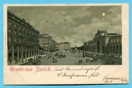 Gruss aus Zürich 1898 - Bahnhofplatz