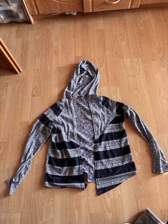 Gilet à capuche femme gris rayé taille L