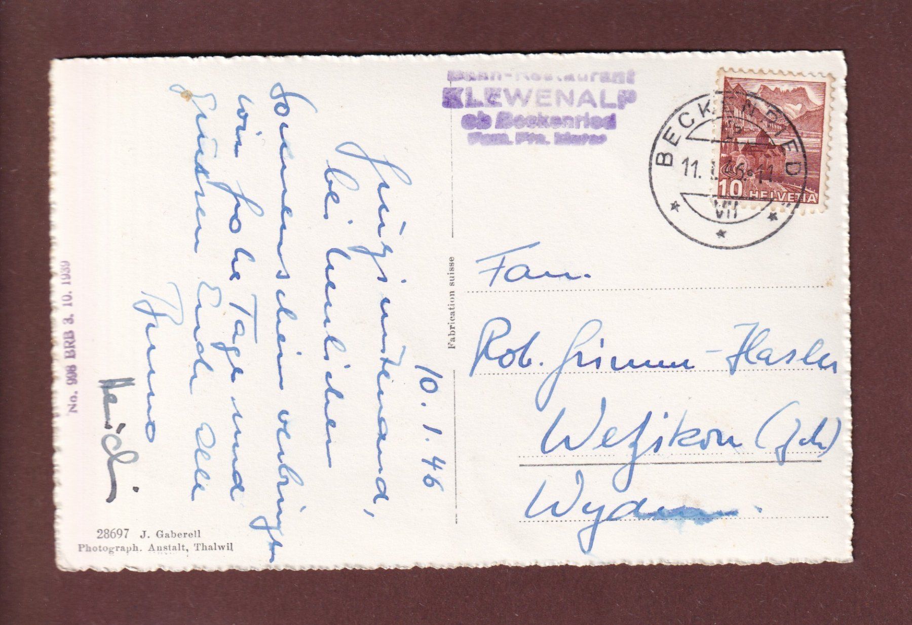 Cartoline postali: KLEWENALP - Abfahrt vom Glattegrat – Usato da Pully venduto da nicecards 1