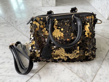 Handtasche in Gold mit Pailletten UNBENUTZT