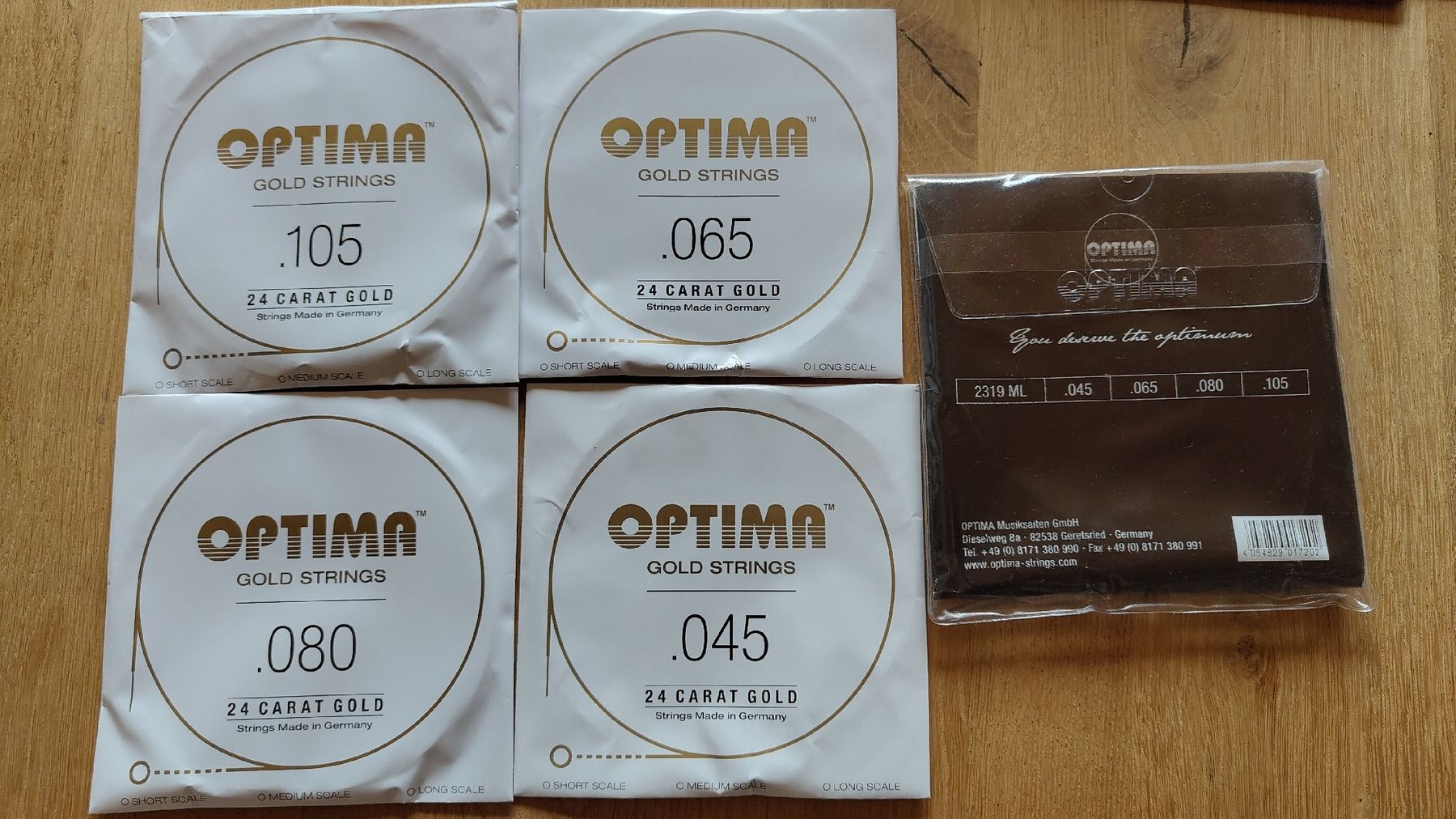 Optima Gold Bass Saiten 24k - 045/105 Long Scale - 2319 ML (Neu und ...