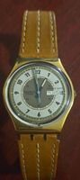 Klassische Swatch Armbanduhr mit Lederarmband, mit batterie