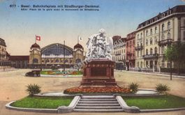 AK 1930 Basel: Bahnhofsplatz mit Strassburger-Denkmal