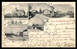 AK Bätterkinden, Krone und Kreuz, Dorfstraße, Kirche und Emm